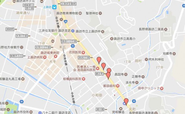 諏訪五蔵の地図